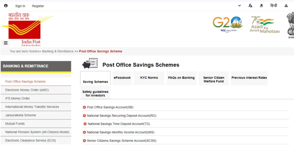 Post Office Savings Schemes