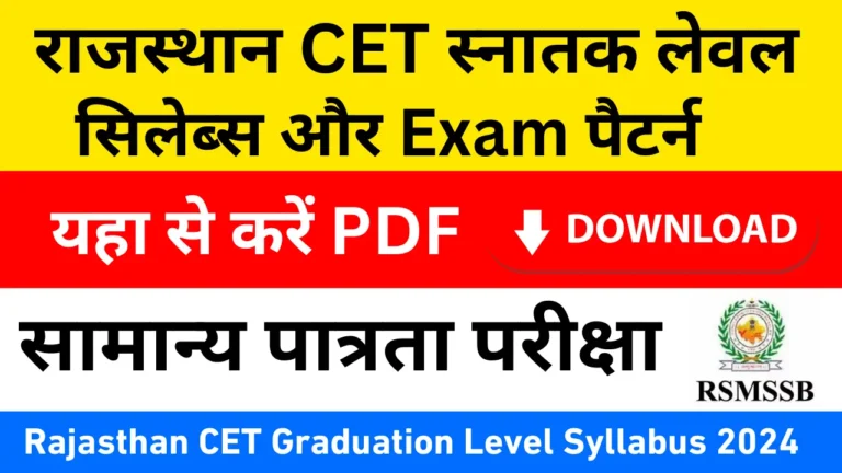 Rajasthan CET Graduation Level Syllabus 2024