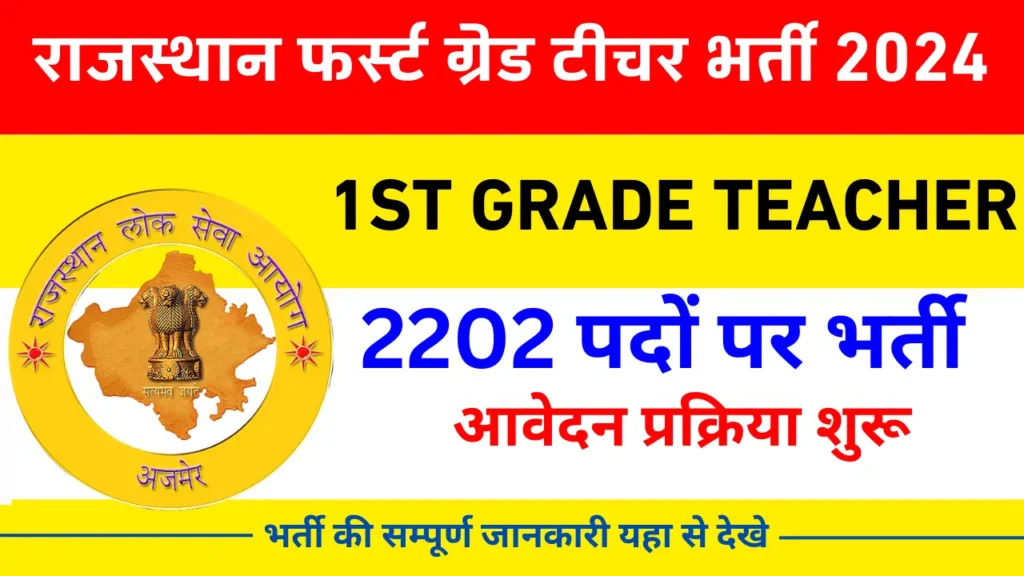 राजस्थान 1st ग्रेड टीचर भर्ती 2026: 2202 पदों पर आवेदन