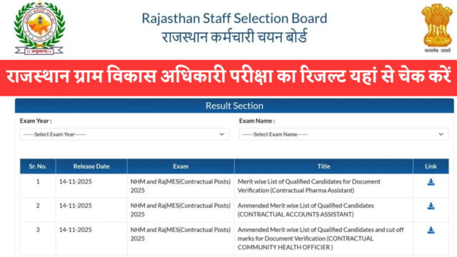 Rajasthan VDO Result 2026: रिजल्ट कैसे चेक करें
