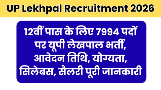 UP लेखपाल भर्ती 2026: 7994 पद, योग्यता और आवेदन