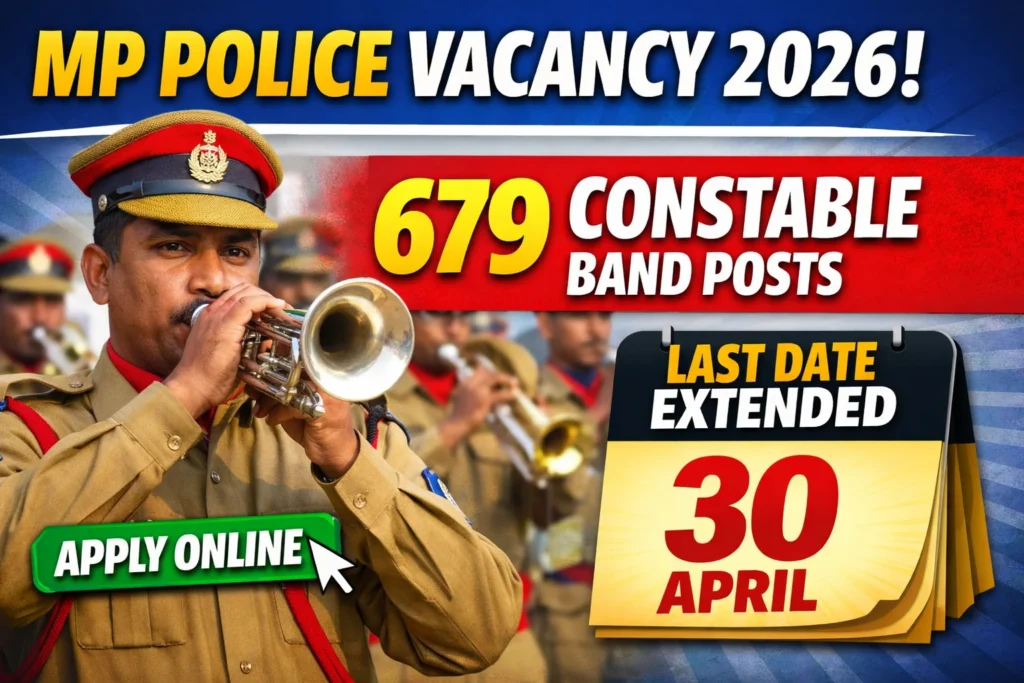 MP Police Vacancy 2026: 679 Constable Band Posts, Last Date Extended to 30 April – Apply Online Now